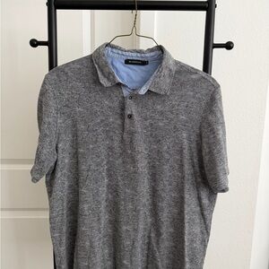 Bugatchi Heathered Grey Patterned Polo